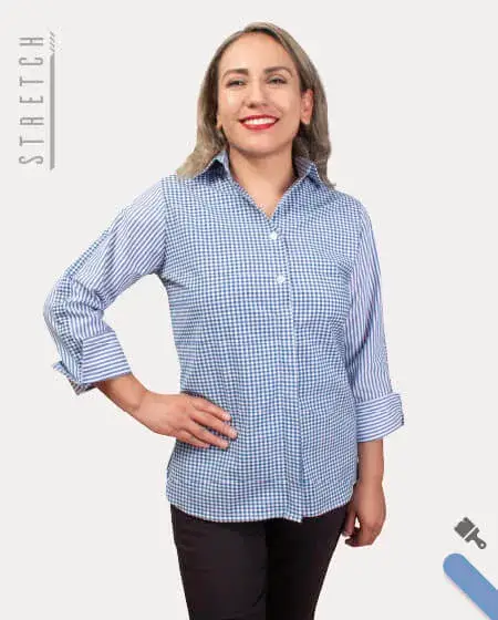 Modern striped and checkered blouse