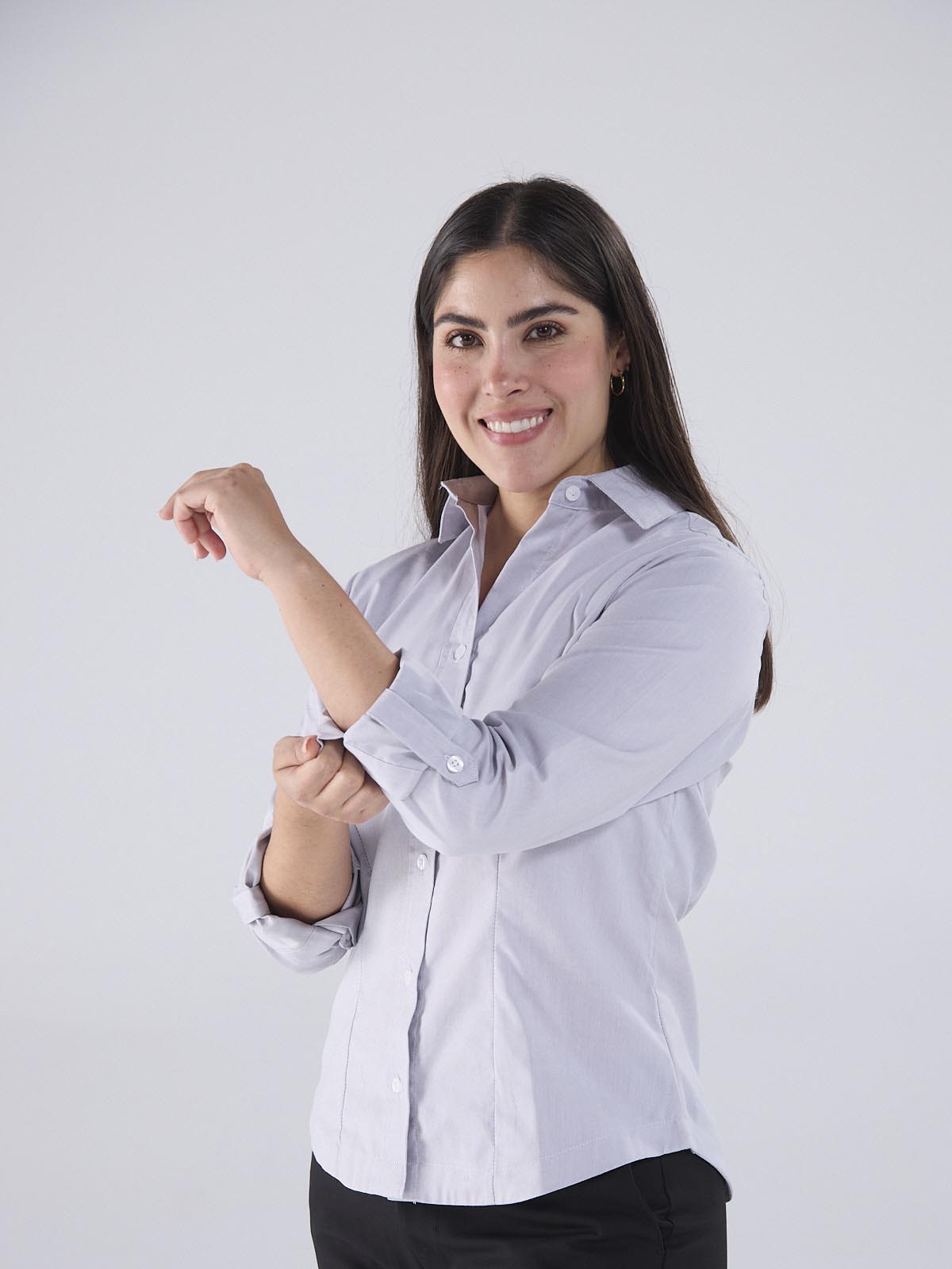 blusa oxford gris claro 