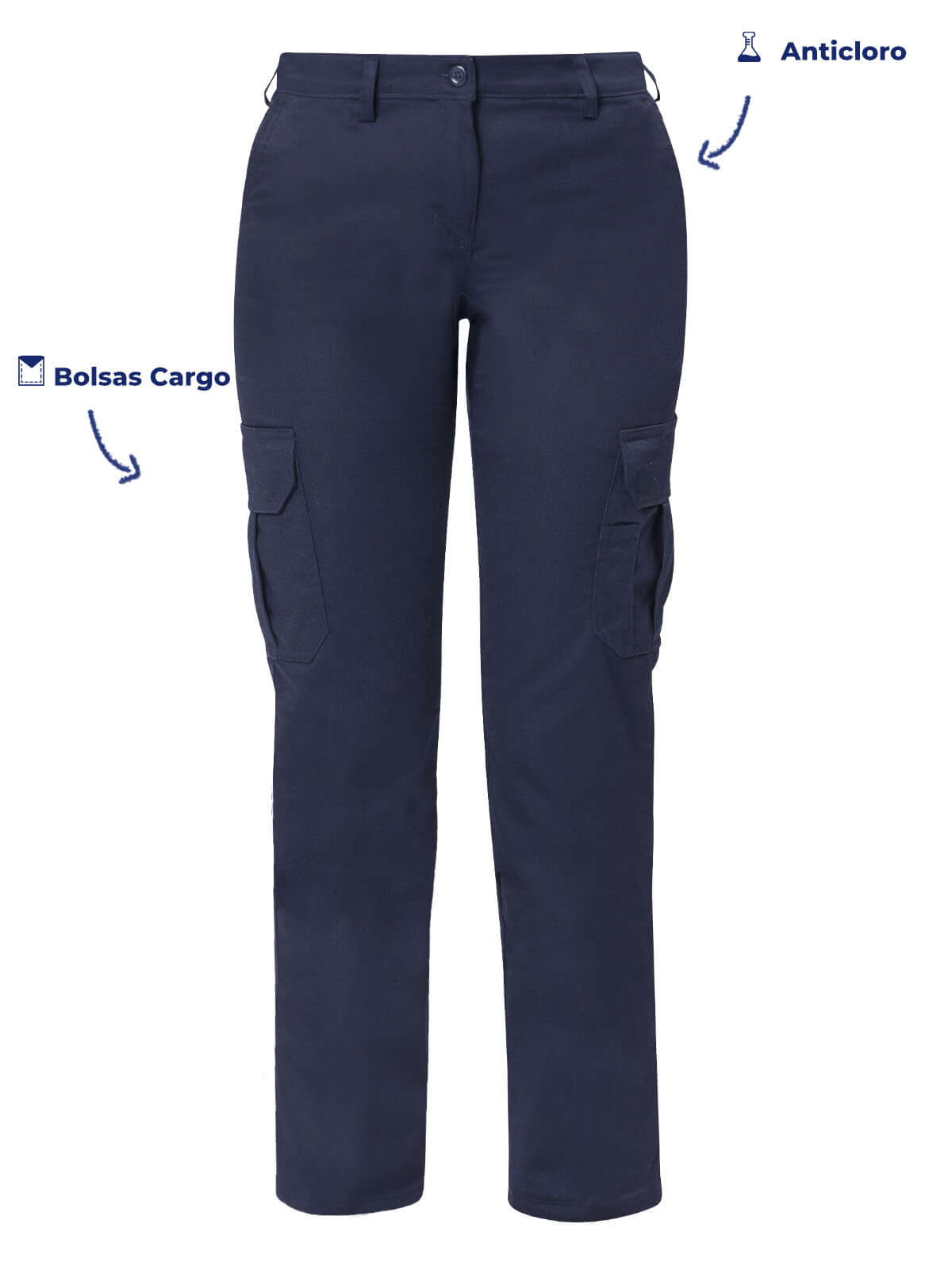 Pantalones tipo Cargo para dama color marino