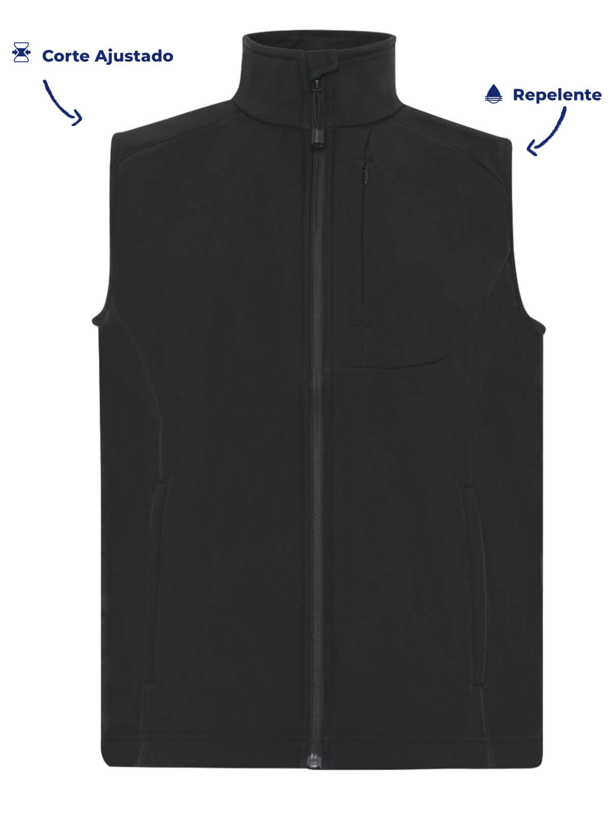 Chaleco Bolivia negro hombre frente 
