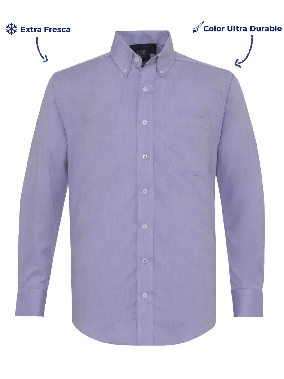 Camisas oxford color purpura manga larga