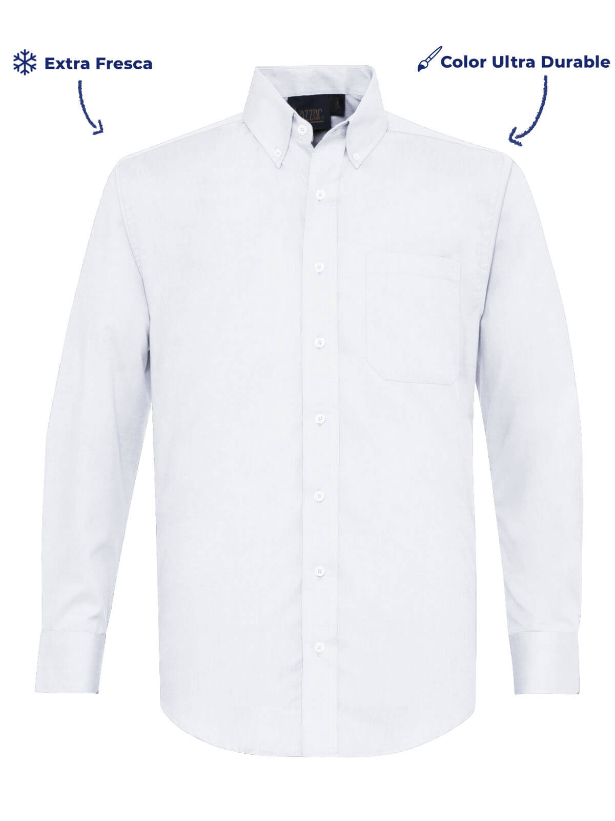 Camisas oxford color blanca manga larga