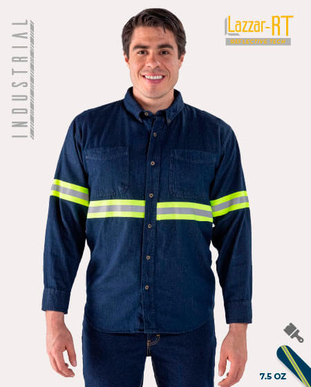 Reflective denim shirt 7.5 Oz
