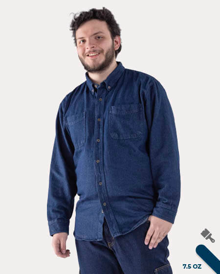 Camisa industrial de mezclilla (7.5 oz) para hombre